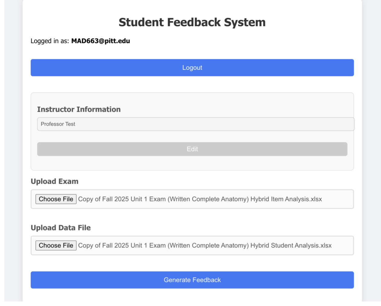StudentFeedback screenshot 1